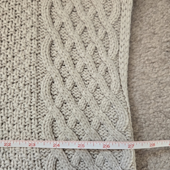CLICHÉ COUTURE Shawl Neck Cream Cable Knit Sleeveless Wool Sweater Size Large - Picture 9 of 12